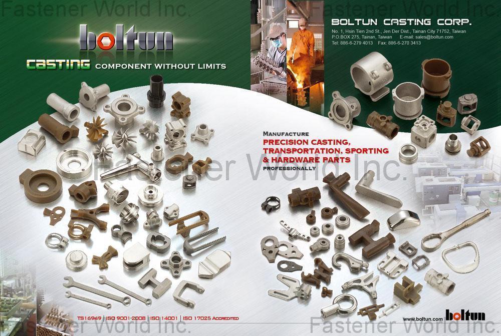 BOLTUN CORPORATION  , Precision Casting/ Transportation/ Sporting & Hardware Parts , All Kinds Of Nuts
