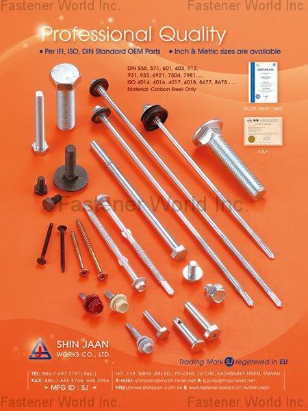 SHIN JAAN WORKS CO., LTD.  , Hex Bolt/Plow Bolt/Sheet Metal Screw , Metal Screws