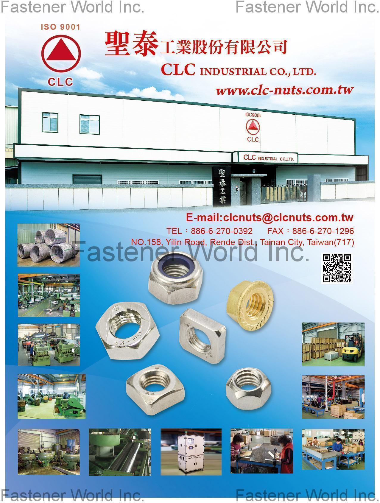 CLC INDUSTRIAL CO., LTD. , Nylon Insert Locknuts,DIN982,DIN985,Hex Machine Screw Nuts,Hex Finish Nuts,DIN934,Hex Jam Nuts,DIN439,Hex Heavy Nuts,UNI5587,Hex Lock Nuts,DIN980,Hex Flange Nuts,DIN6923,JIS B1190,Hex Flange Nylon Nuts,DIN 6926,Weld Nuts,DIN928,DIN929,Square Nuts,DIN557,DIN562,Hex K-Locknuts,Hex Nuts,JIS B1181 TYPE 1,JIS B1181 TYPE 2,JIS B1181 TYPE 3,Wing Nuts,Socket Set Screw,DIN912,DIN913,DIN916,ISO7380,Brass Nuts,Special Nuts,Hex Cap Nuts,Coupling Nuts,T-Nuts,Washer,Conical Nuts , All Kinds Of Nuts