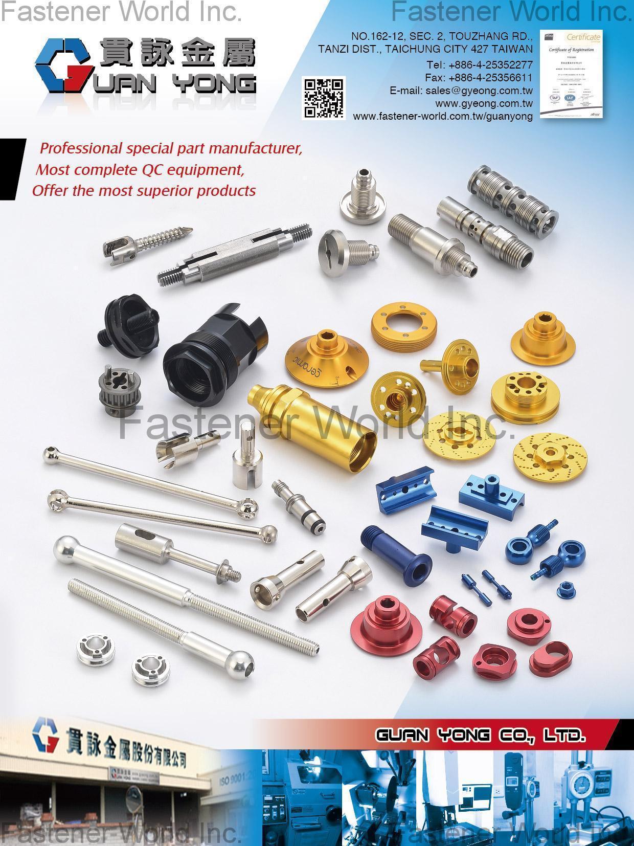 Guann Yeong Metal Co., Ltd. , CNC part / wrenchs / nut / beryunt / screw / washer , All Kinds of Screws