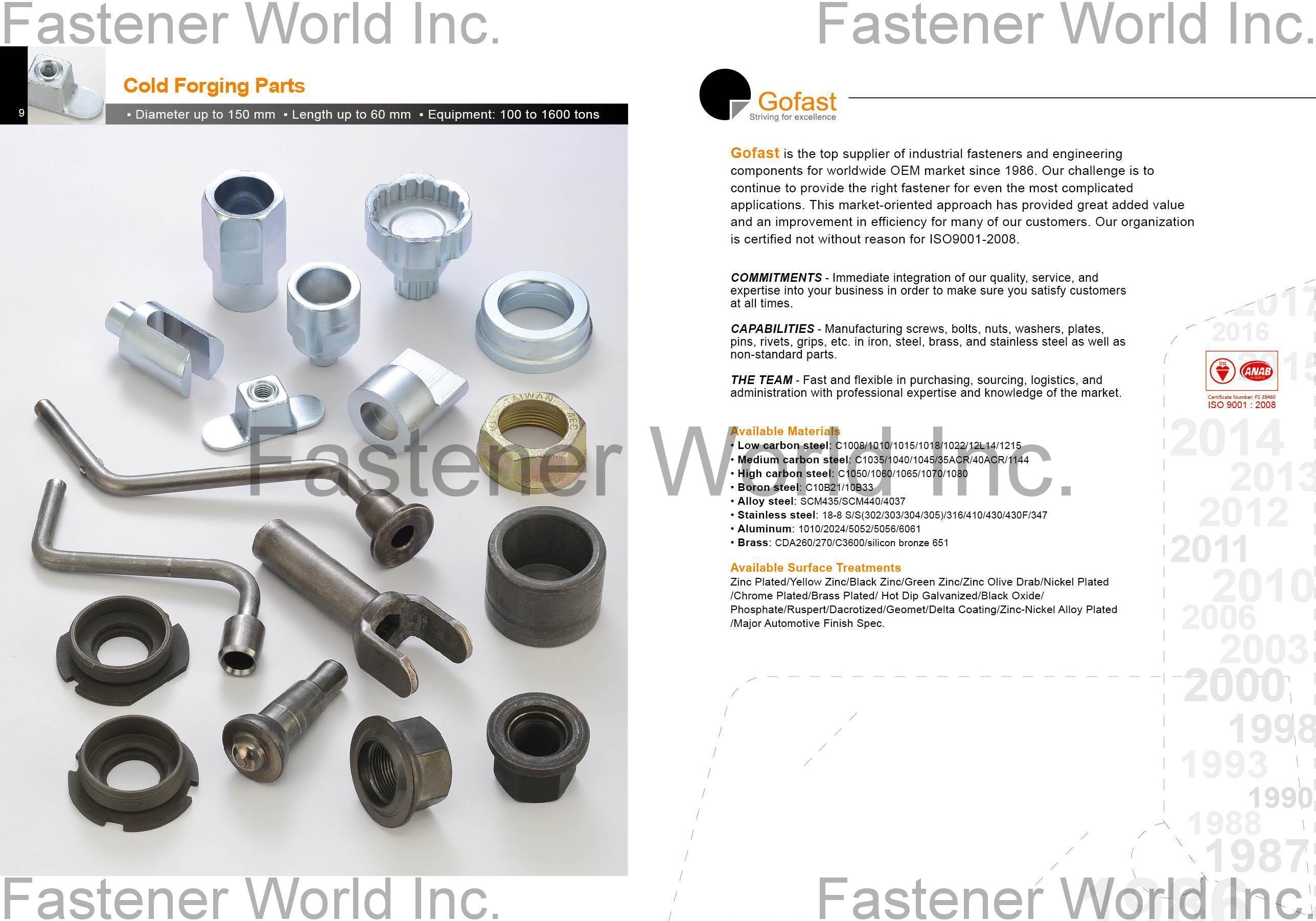 GOFAST CO., LTD.  , Cold Forging Parts , Forged And Stamped Parts