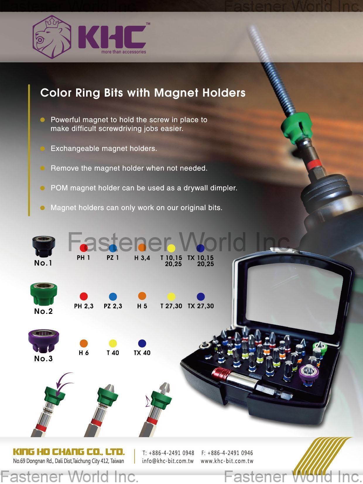 KING HO CHANG CO., LTD. , Color Ring Bits with Magnet Holders , Bits