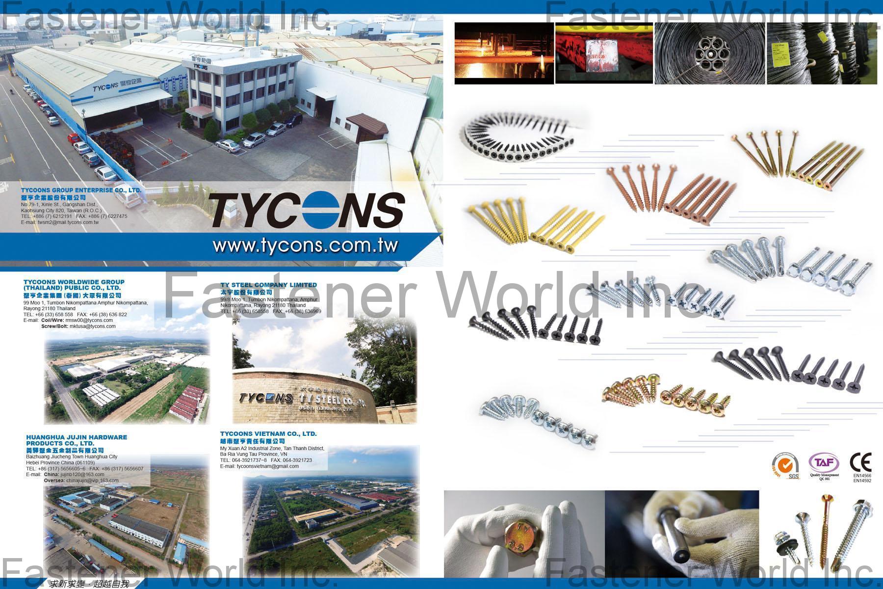 TYCOONS GROUP ENTERPRISE CO., LTD.  , Construction screws products , All Kinds of Screws