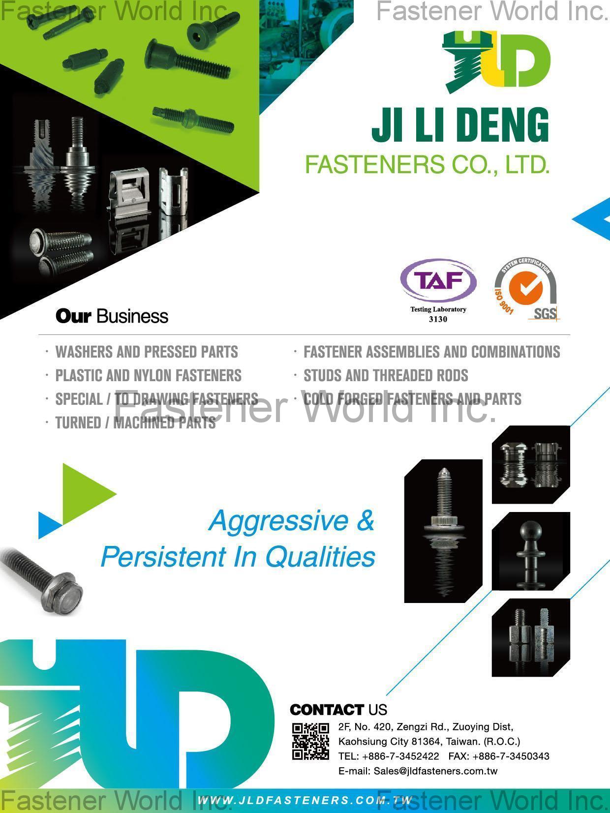JI LI DENG FASTENERS CO., LTD. , WASHERS AND PRESSED PARTS, PLASTIC AND NYLON FASTENERS, SPECIAL / TO DRAWING FASTENERS, TURNED / MACHINED PARTS, FASTENER ASSEMBLIES AND COMBINATIONS, STUDS AND THREADED RODS, COLD FORGED FASTENERS AND PARTS , Machine Parts