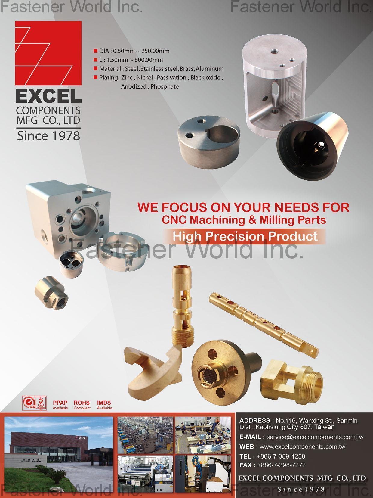 EXCEL COMPONENTS MFG. CO., LTD. , CNC Machining & Milling Parts (High Precision Product) , Cnc Machining Parts