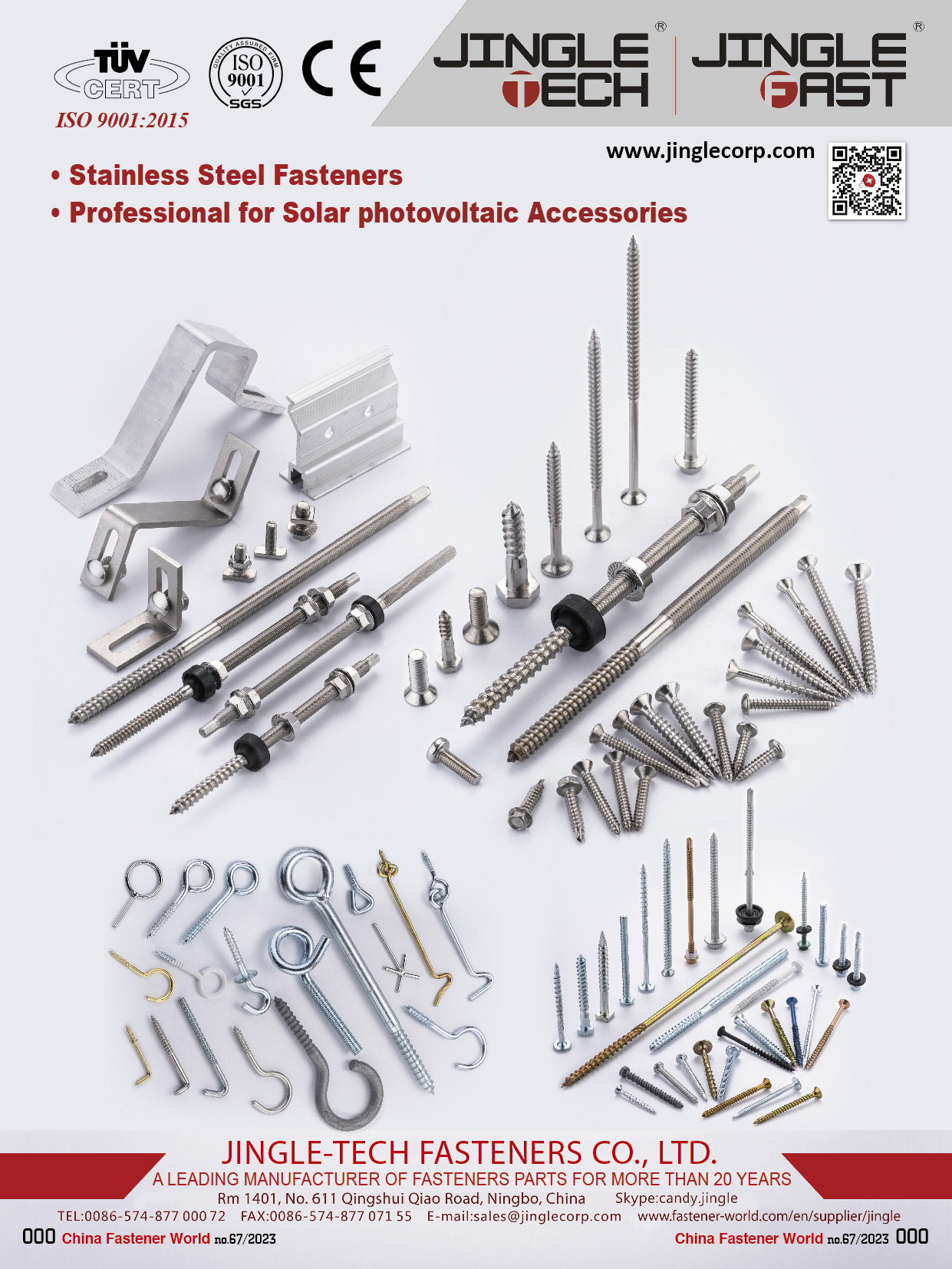 JINGLE-TECH FASTENERS CO., LTD. , Stainless Steel Fasteners, Professional for Solar Photovoltaic Accessories , Non-standard Hexagon Head Screws / Bolts