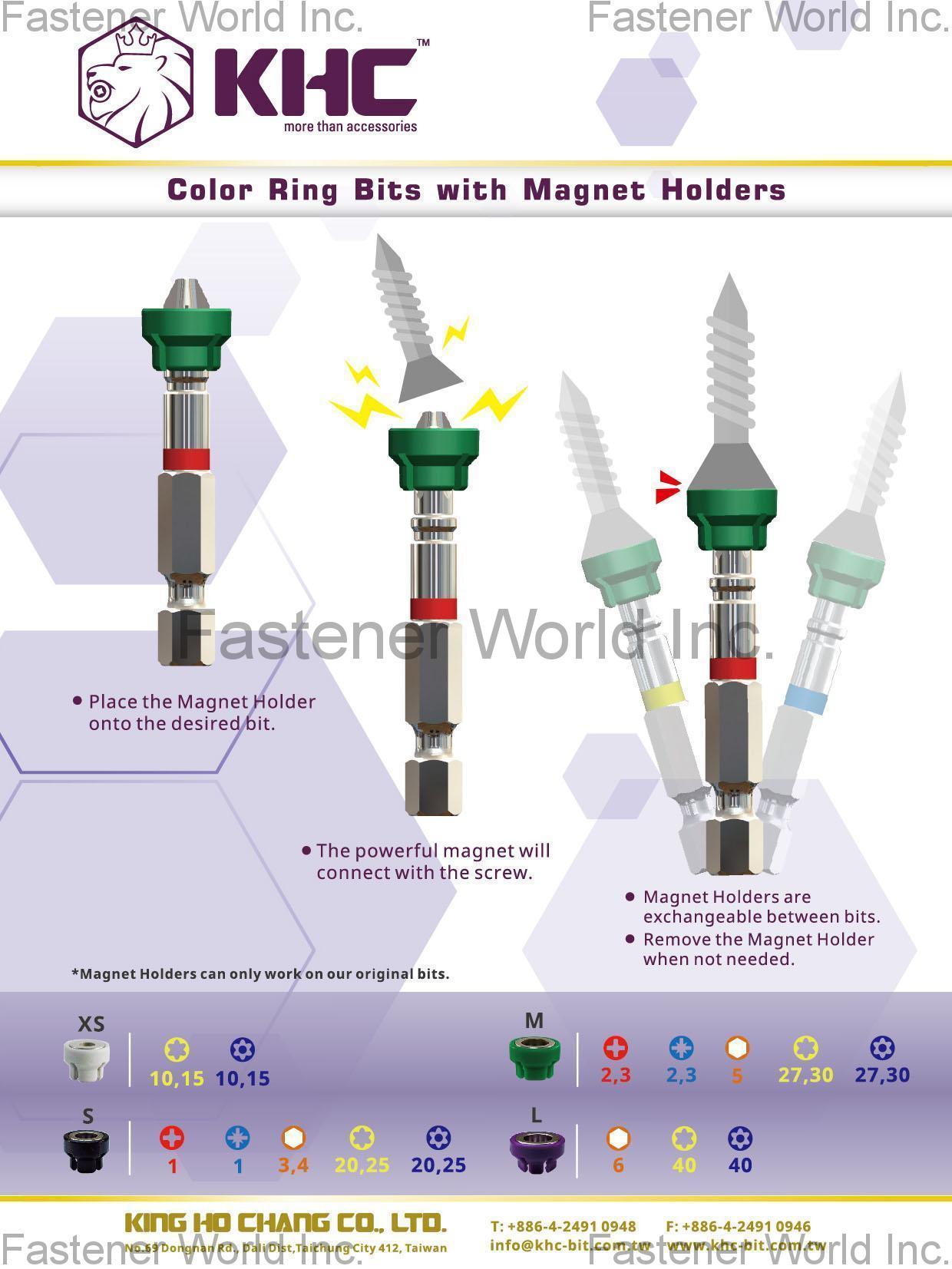 KING HO CHANG CO., LTD. , Color Ring Bits with Magnet Holders , Socket Bits