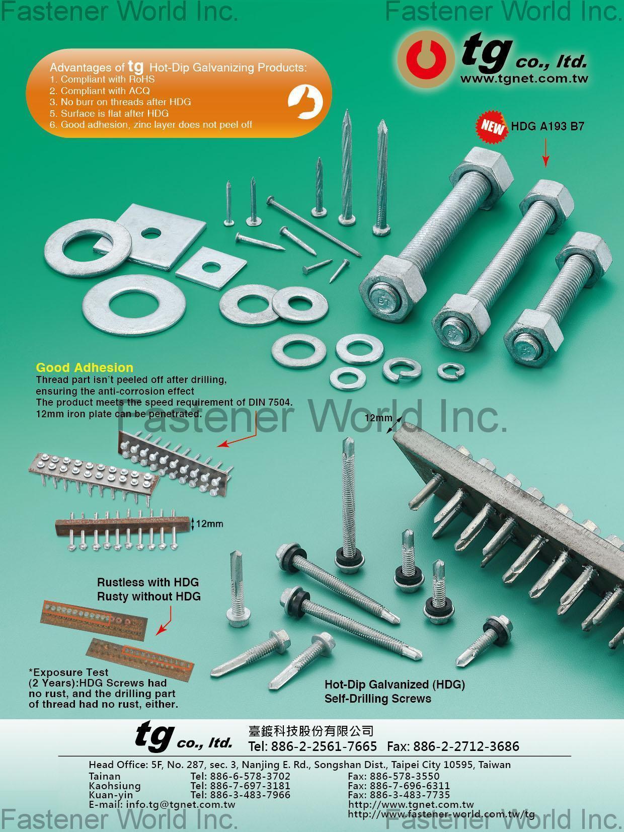 TG CO., LTD.  , tg Hot-Dip Galvanizing Products, HDG A193 B7 , Self-drilling Screws