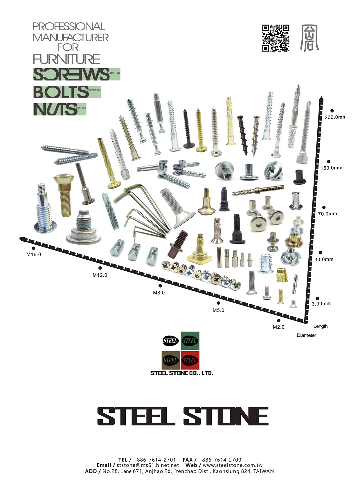 STEEL STONE CO., LTD.  , Furniture Screws, Bolts, Nuts , Furniture Screws