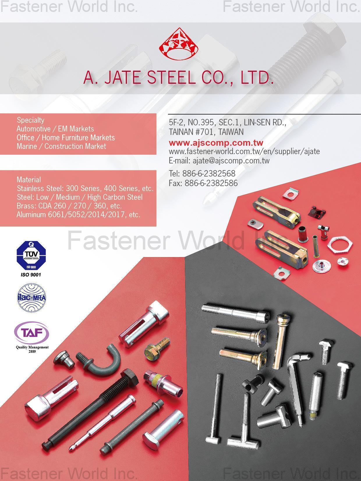 A. JATE STEEL CO., LTD.  , All Kinds of Nuts, All Kinds of Screws, Automotive Screws , All Kinds of Screws
