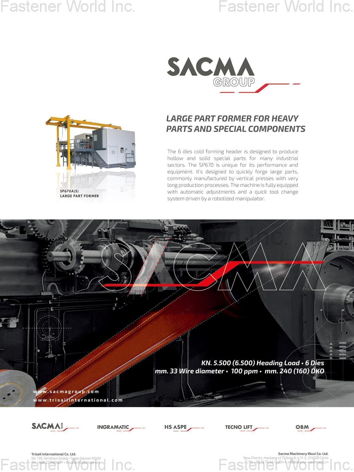 SACMA LIMBIATE S.P.A. , 特殊零件成型機