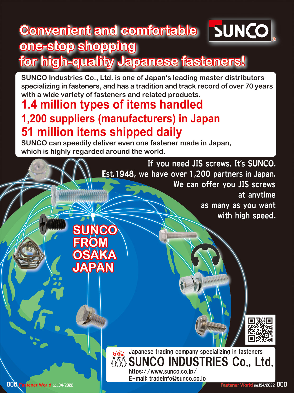 SUNCO INDUSTRIES CO., LTD. JAPAN , High-quallity Japanese Fasteners