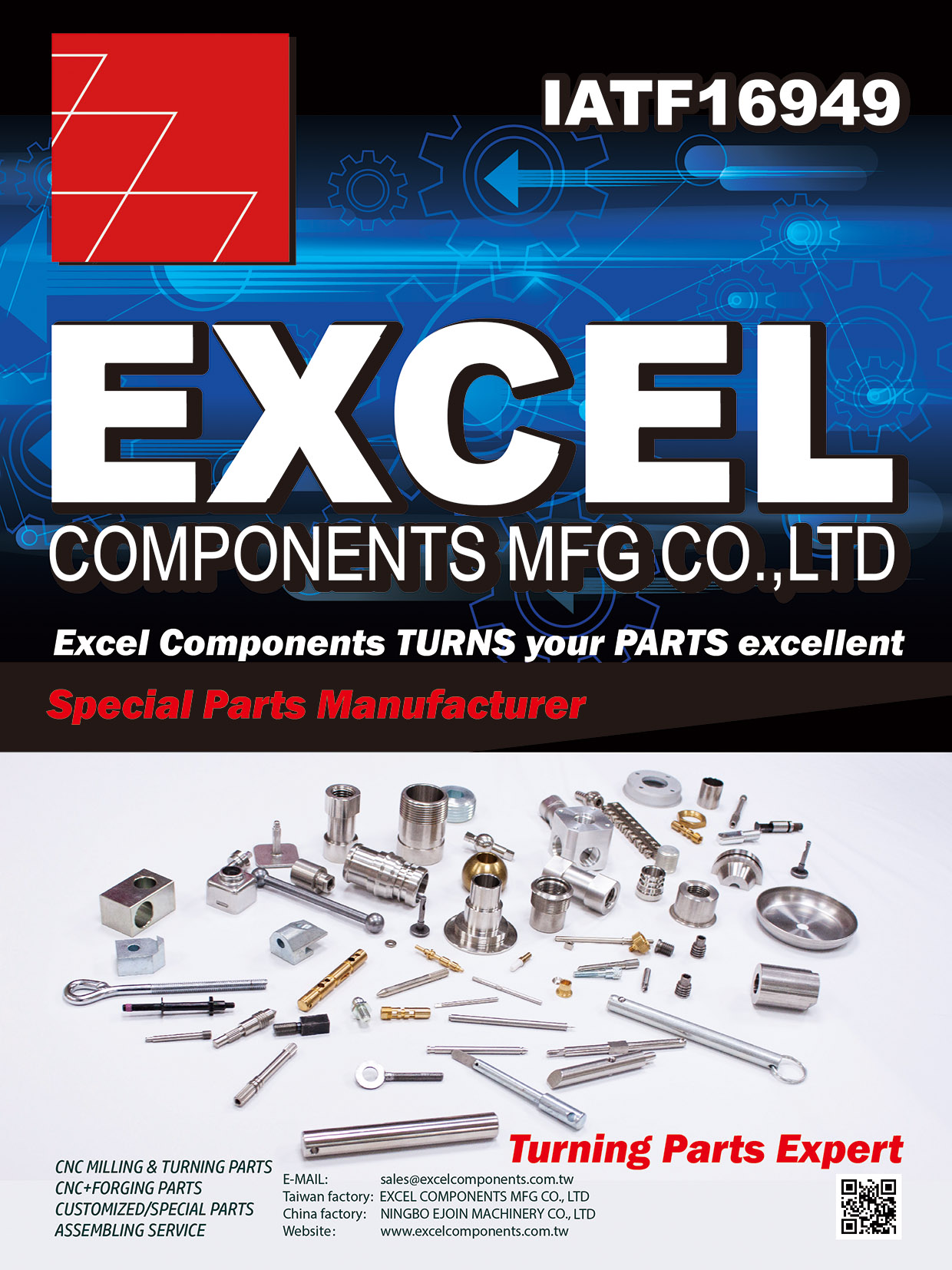 EXCEL COMPONENTS MFG. CO., LTD. , Special Parts, CNC Milling & Turning Parts, CNC+Forging Parts, Customized/Special Parts, Assembling Service