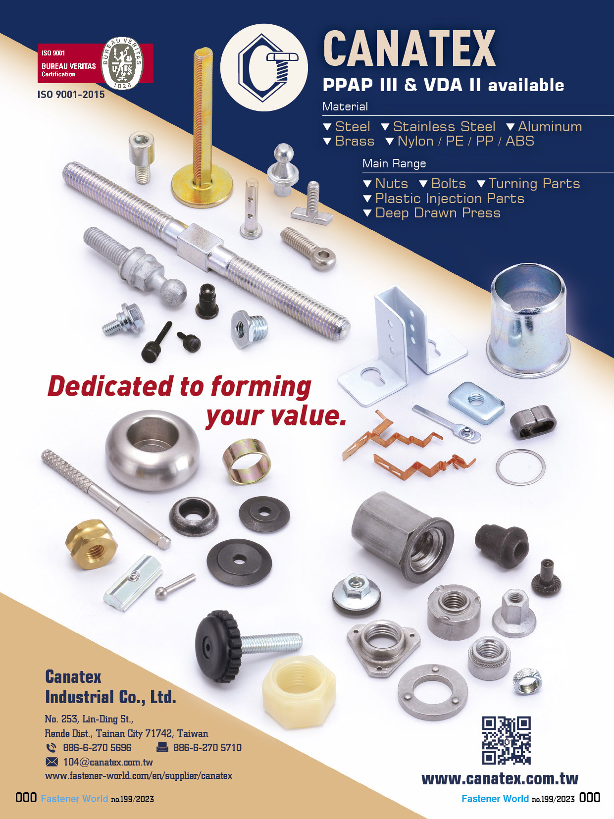 CANATEX INDUSTRIAL CO., LTD. , Nuts, Bolts, Turning Parts, Deep Drawn Press, Plastic Injection Parts