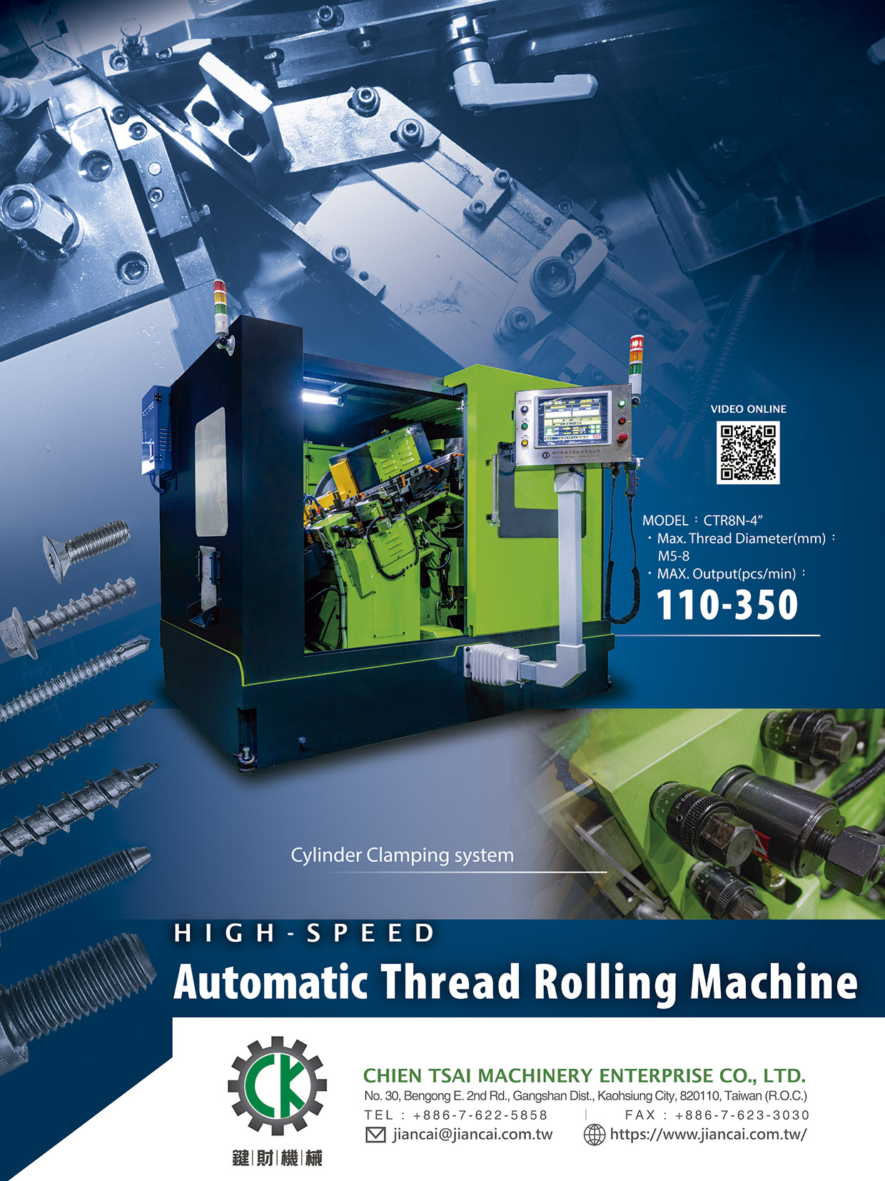 CHIEN TSAI MACHINERY ENTERPRISE CO., LTD. , High-Speed Automatic Thread Rolling Machine