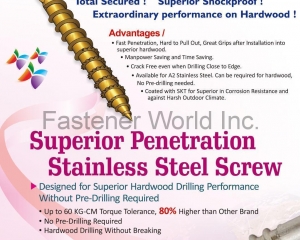 X'tra Screws, Superior Penetration Stainless Steel Screws(TAIWAN SHAN YIN INTERNATIONAL CO., LTD. )