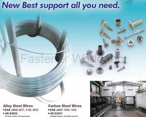 Carbon Steel Wire, Alloy Steel Wire, Shaped Wire, Stainless Steel Wire, Nickle-Base Superally, Customized Screws, Special Wood Screws, Self-Drilling Screws, Set Screws, Self-Tapping Screws, All Fastener Solution, Nuts, Washers, Bits(NEW BEST WIRE INDUSTRIAL CO., LTD. )