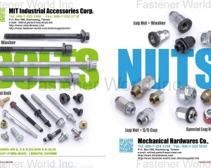 Bolts+Washers, Special Bolts, Lug Nut + Washers, Lug Nut + S/S Cap, Special Lug Nuts(MIT INDUSTRIAL ACCESSORIES CORP. (MECHANICAL HARDWARES CO.))