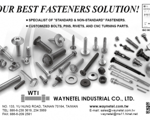 Standard & Non-standard Fasteners, Special Parts, Pins, Rivets, CNC Turning(WAYNETEL INDUSTRIAL CO., LTD. )