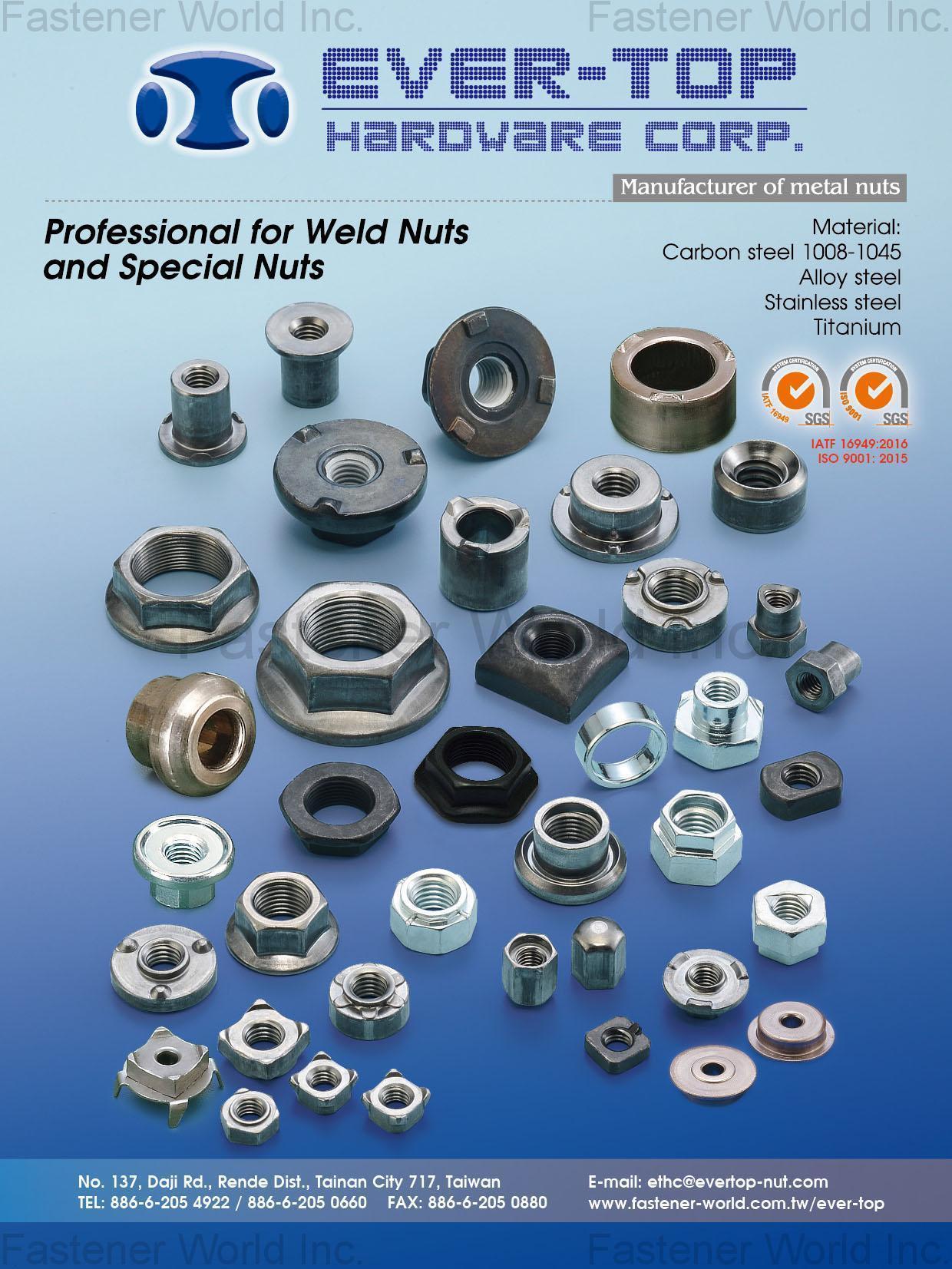 EVER-TOP HARDWARE CORP.  , Weld Nuts, Special Nuts , Weld Nuts