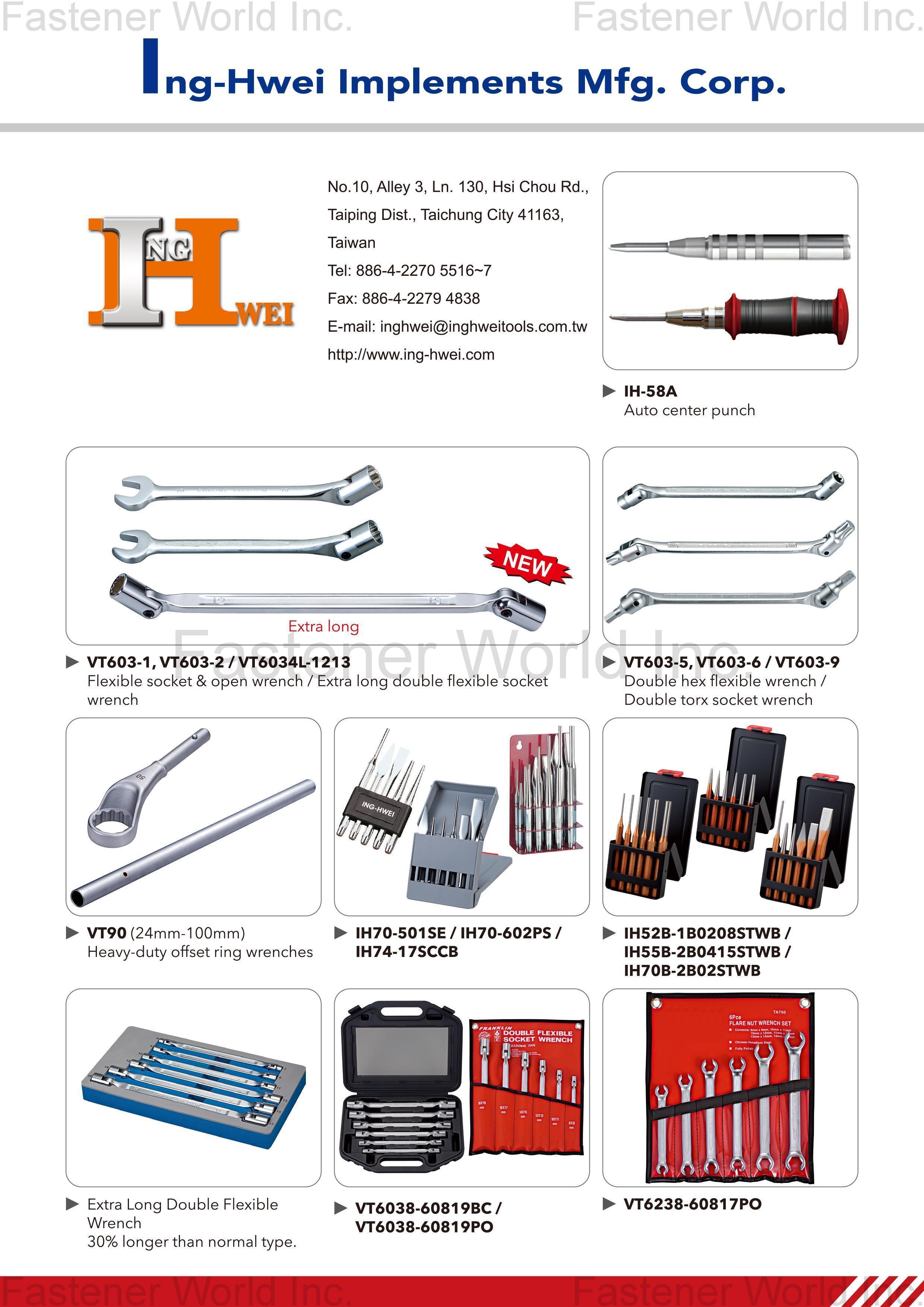 Socket Wrench Sets & Sockets Auto Center Punch, Flexible Socket & Open Wench, Extra Long Double Flexible Socket Wrench, Double Hex Flexible Wrench, Double Torx Socket Wrench, Heavy-duty offset ring wrenches, Extra Long Double Flexible Wrench