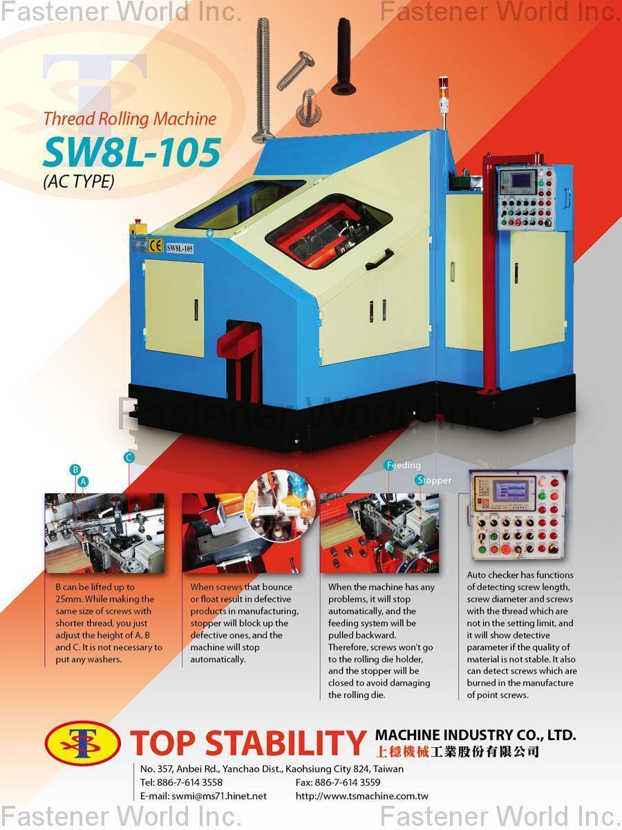 TOP STABILITY MACHINE INDUSTRY CO., LTD. , Thread Rolling Machine (SW8L-105) (AC Type) , Thread Rolling Machine