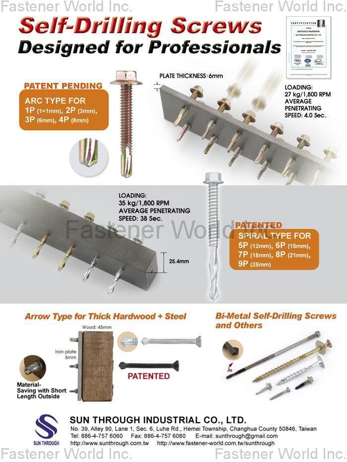 SUN THROUGH INDUSTRIAL CO., LTD. , SELF DRILLING SCREW , Self-drilling Screws