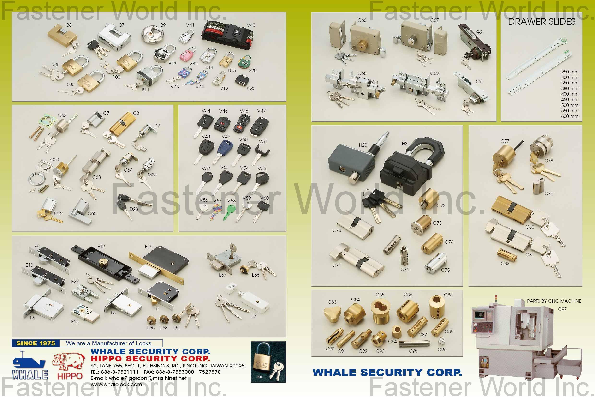 WHALE SECURITY CORP. / HIPPO SECURITY CORP. , LOCKS, Drawer Slides , Locks