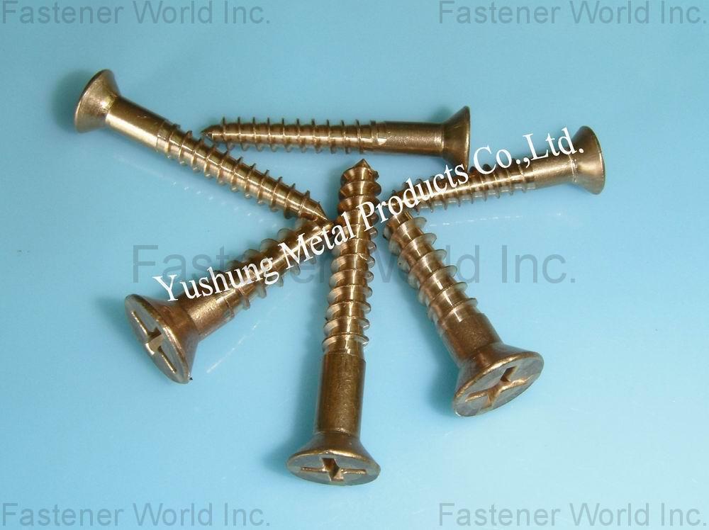 YUSHUNG METAL PRODUCTS CO., LTD. , Copper screws silicon bronze R&P flat head wood screws 