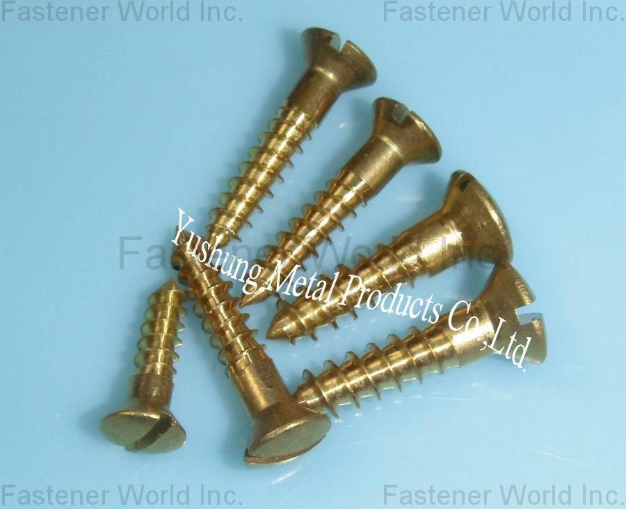 YUSHUNG METAL PRODUCTS CO., LTD. , Brass slotted oval head wood screws with full body cutting threads