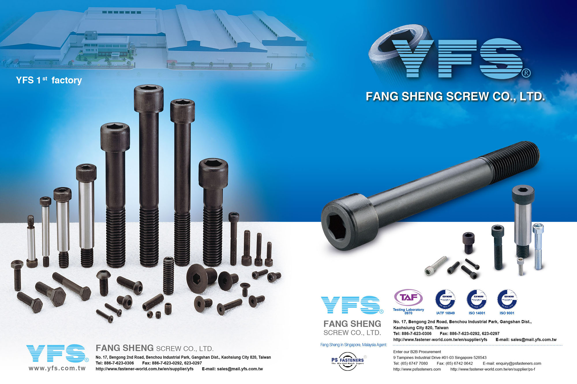 FANG SHENG SCREW CO., LTD. (YFS) , Alloy Steel Hex.Socket Head Cap Screws with class 10.9, 12.9