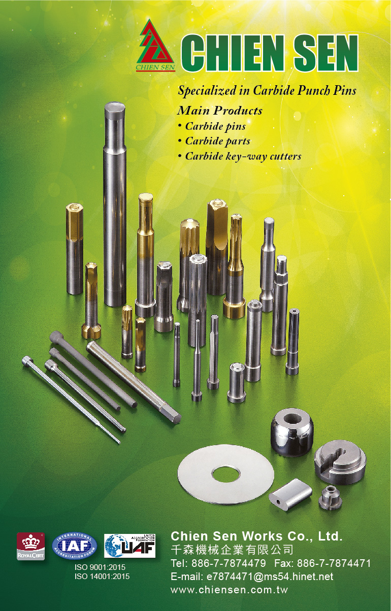 CHIEN SEN WORKS CO. LTD.  , Carbide Punch Pins, Carbide Pins, Carbide Parts, Carbide key-way Cutters