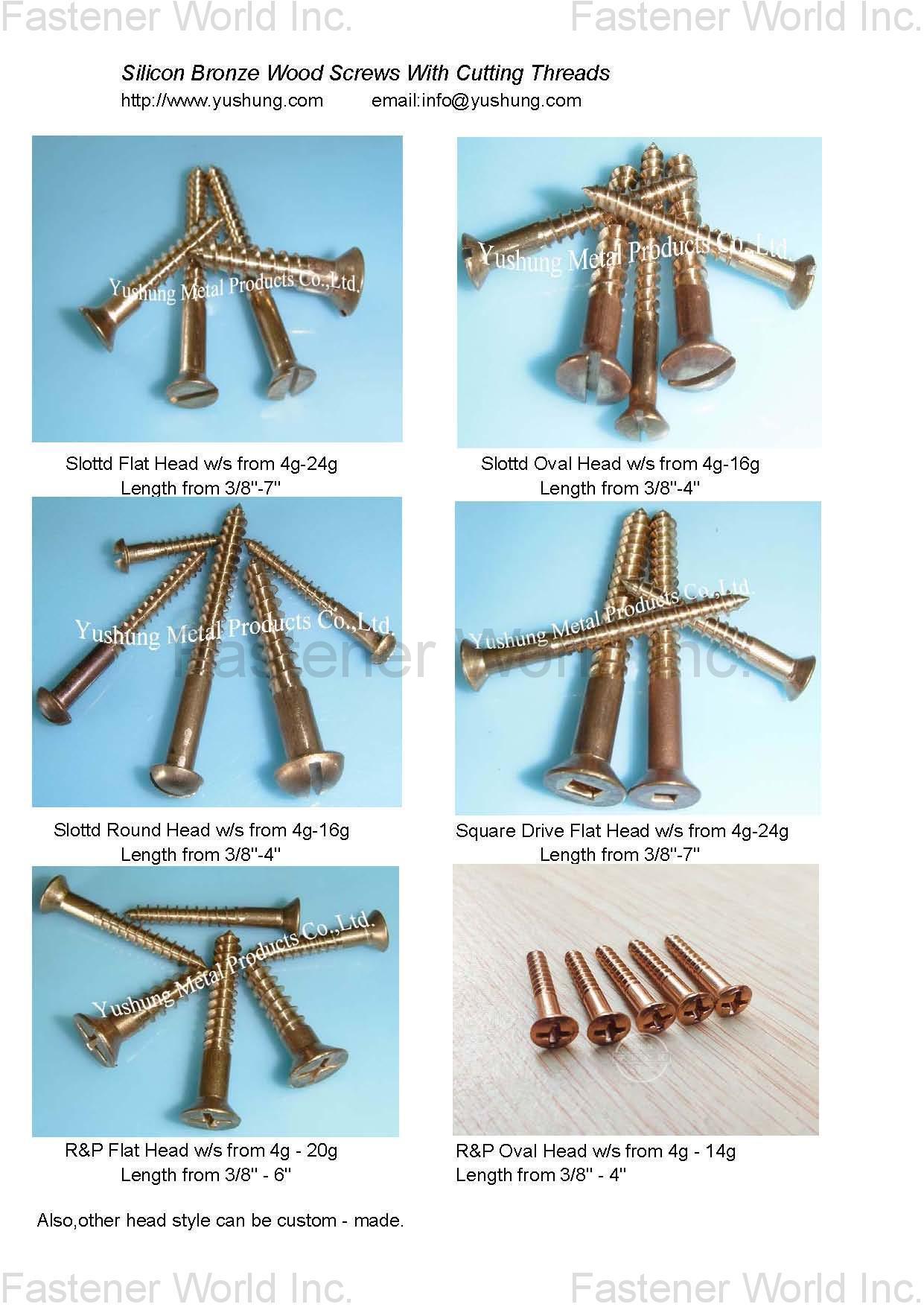 Chongqing Yushung Non-Ferrous Metals Co., Ltd. , Silicon Bronze Wood Screws with Cutting Threads Full Body