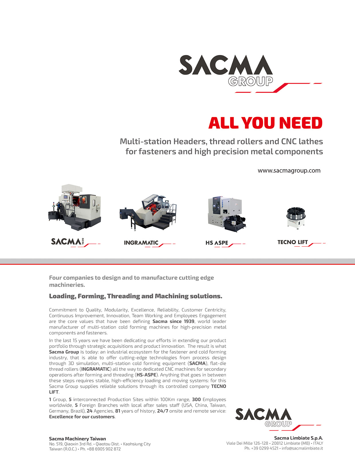 SACMA GROUP , New Ultimate -- Warm Forming Product Lines, WF Roller, WF Former