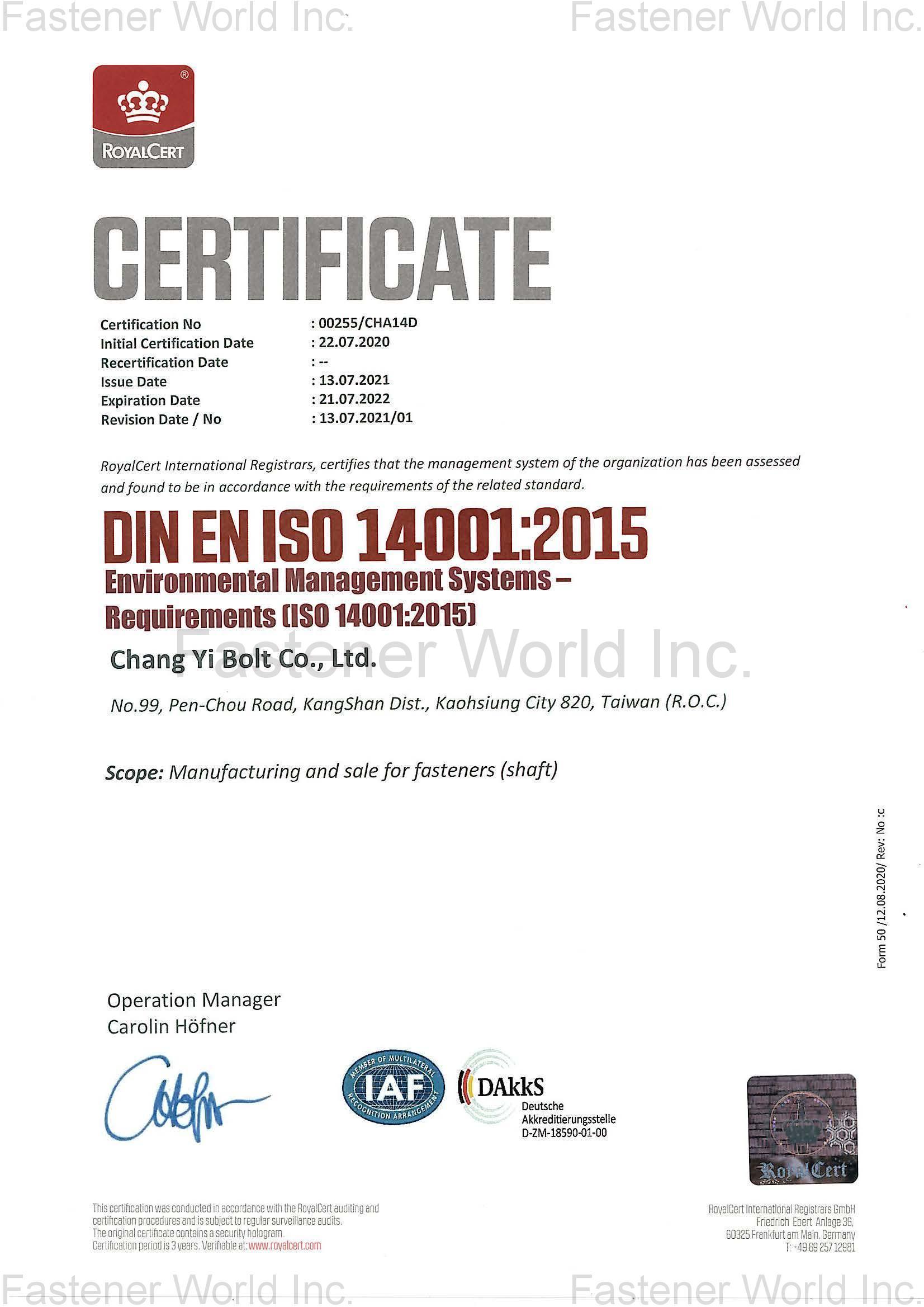 CHANG YI BOLT CO., LTD.