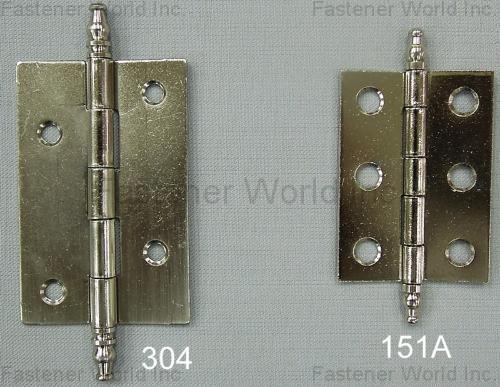 KINGBOLT METAL CO., LTD. , 151A CABINET HINGE steel 2” x 1-1/2” thickness 1.2mm NP w/brass crown tip