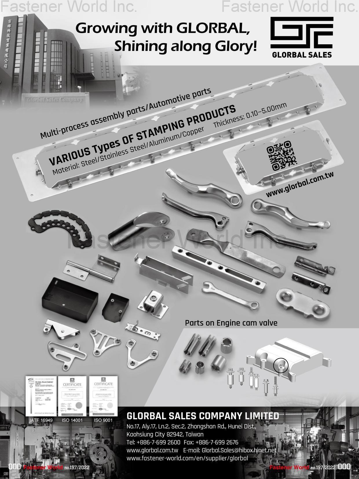 GLORBAL SALES COMPANY LIMITED , Various of Stamping Products, Multi-process Assembly Parts, Automotive Parts