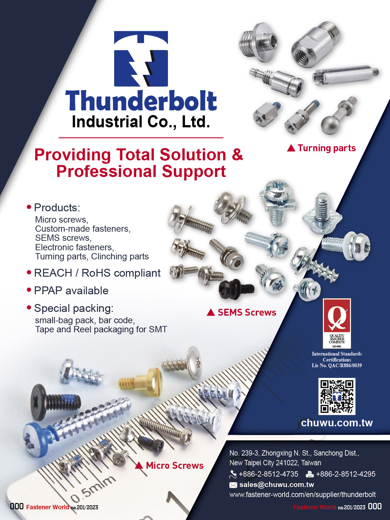 THUNDERBOLT INDUSTRIAL CO., LTD. , Turning Parts, Sems Screws, Micro Screws