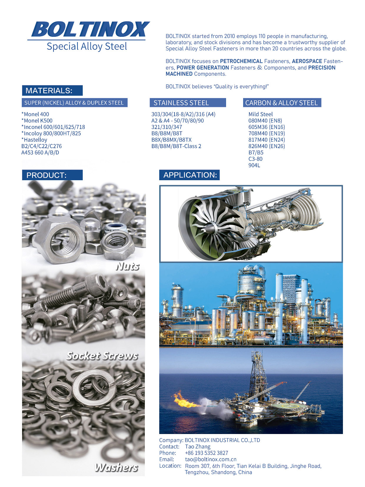 BOLTINOX INDUSTRIAL CO., LTD. , Nuts, Socket Screws, Washers