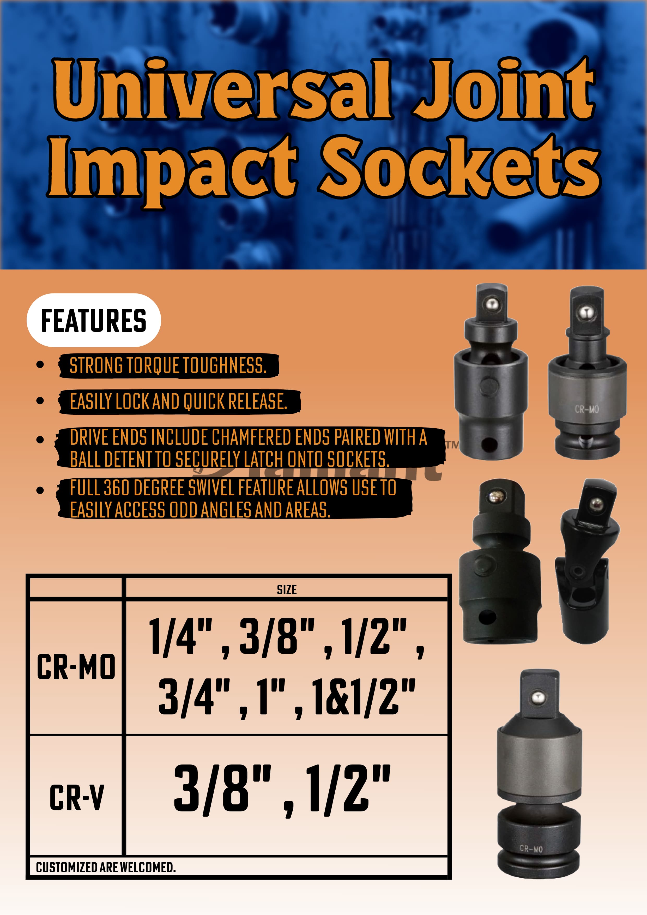 DIAMANT INDUSTRIAL CO., LTD. , Universal Joint Impact Sockets