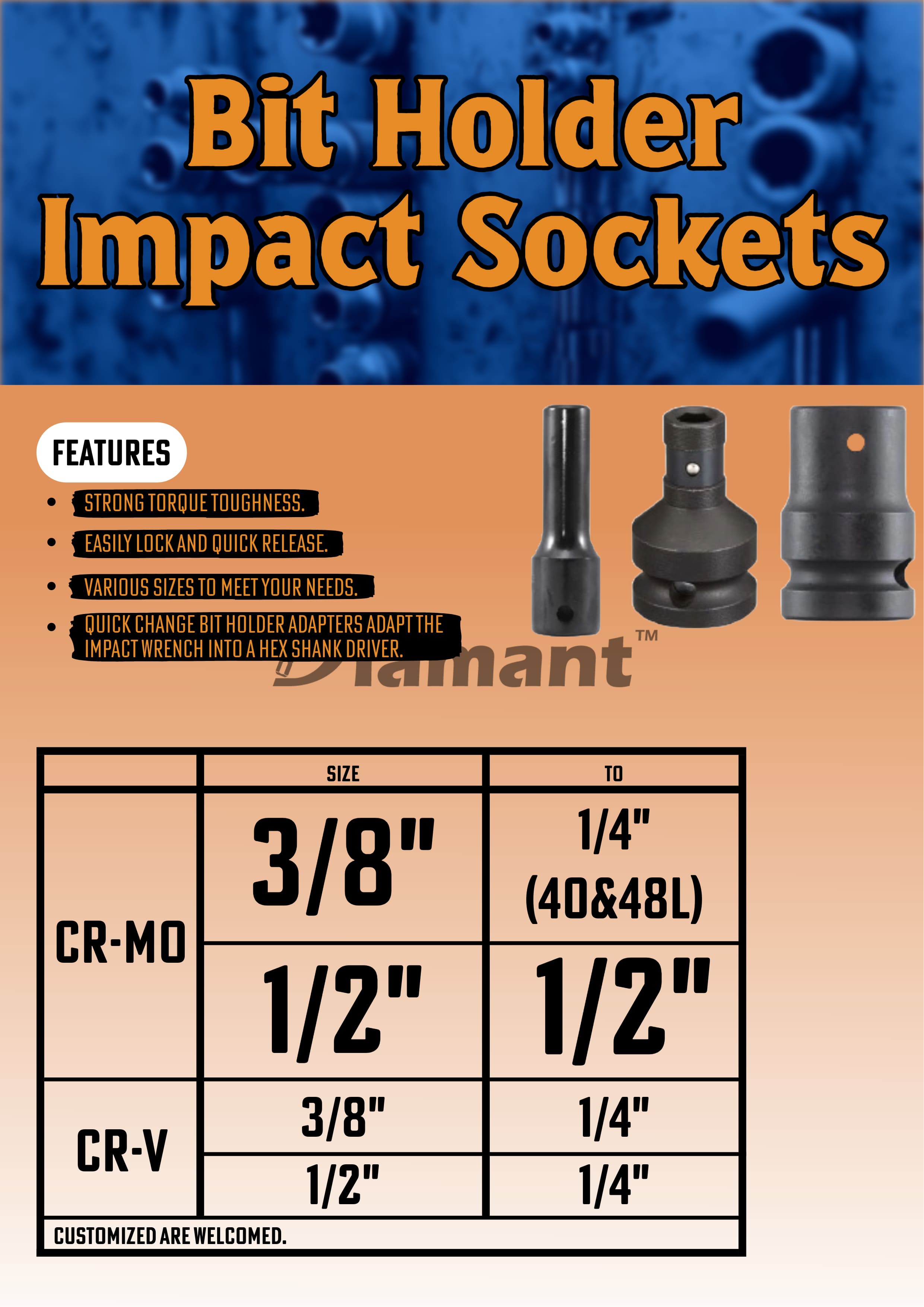 DIAMANT INDUSTRIAL CO., LTD. , Impact Bit Holder Sockets