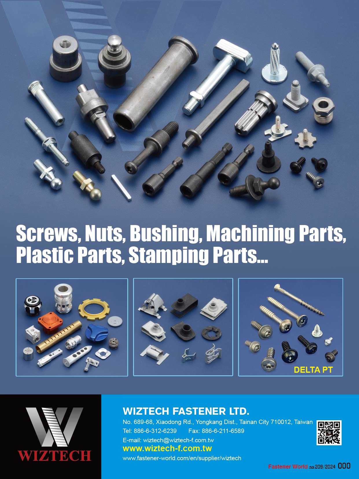 WIZTECH FASTENER LTD. , Screws, Nuts, Bushing, Machining Parts, Plastic Parts, Stamping Parts...