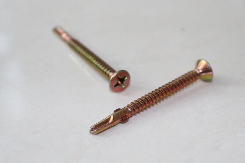 SUZHOU LITTO FASTENER CO., LTD. (JMTM TRADING) , Chipboard Screw, Yellow Zinc, Self-Drilling Point, CSK Head, With Two Wings, Phillips, Fine Thread