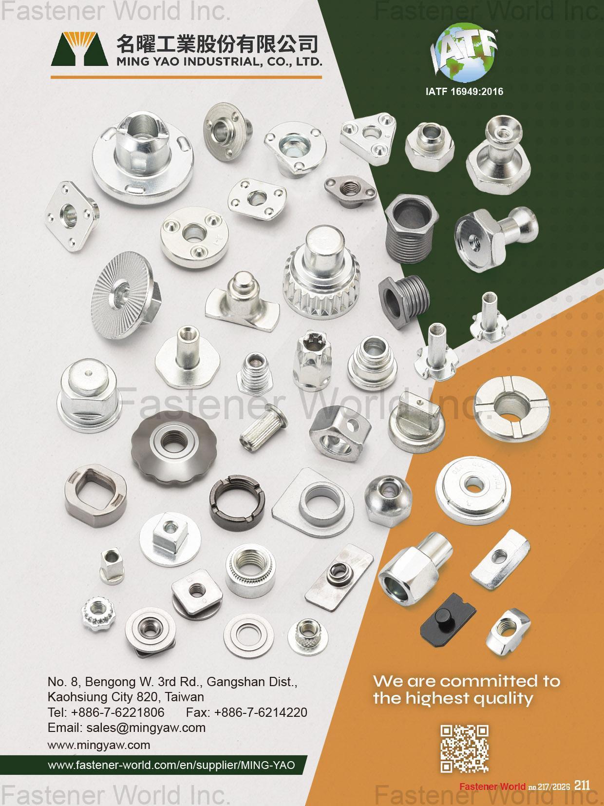 MING YAO INDUSTRIAL, CO., LTD. , Weld Nuts, Round Nuts, Special Nuts, Hex Flange Nuts, Alloy Steel Nuts