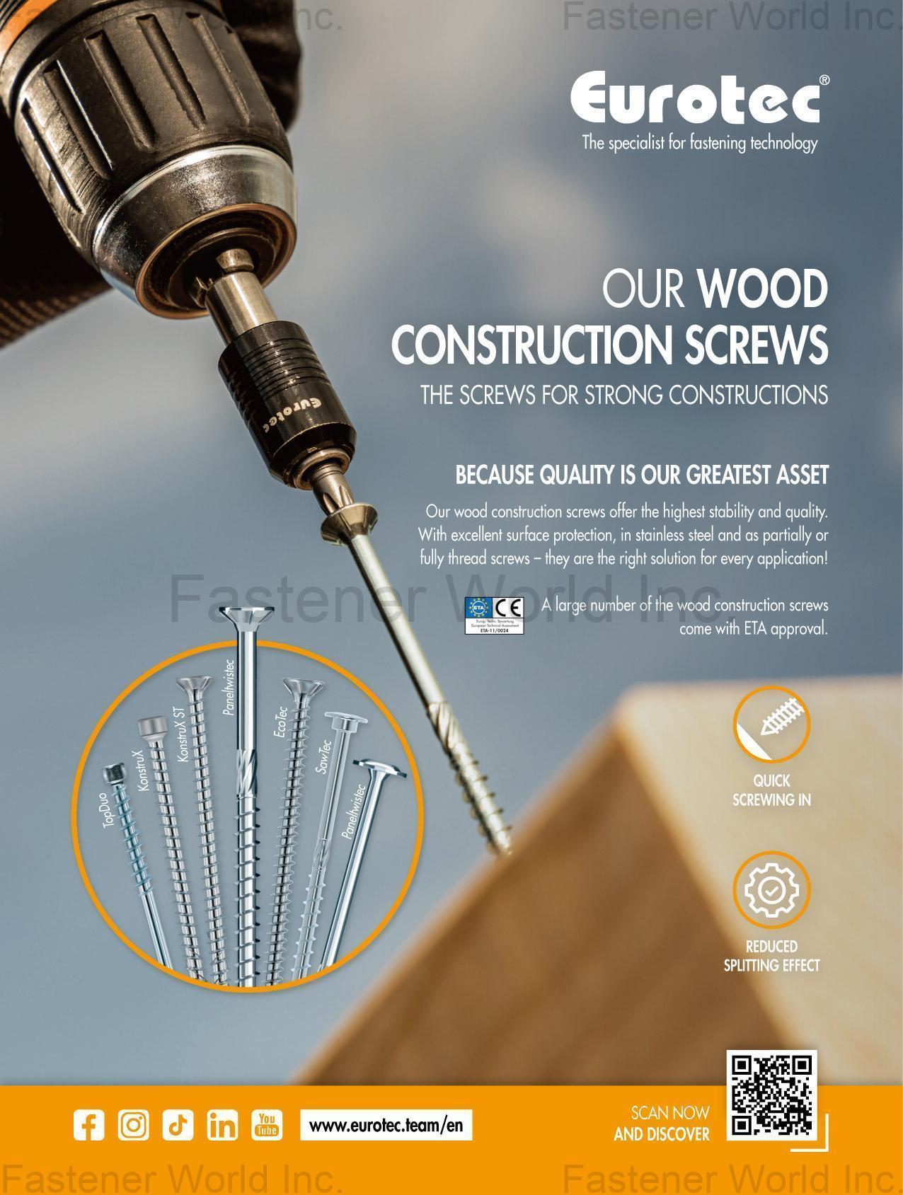 EUROTEC GMBH (E.U.R.O.Tec GmbH ) , Wood Construction Screws (TopDuo, KonstruX, KonstruX ST, Paneltwistec, EcoTec, SawTec, Paneltwistec)