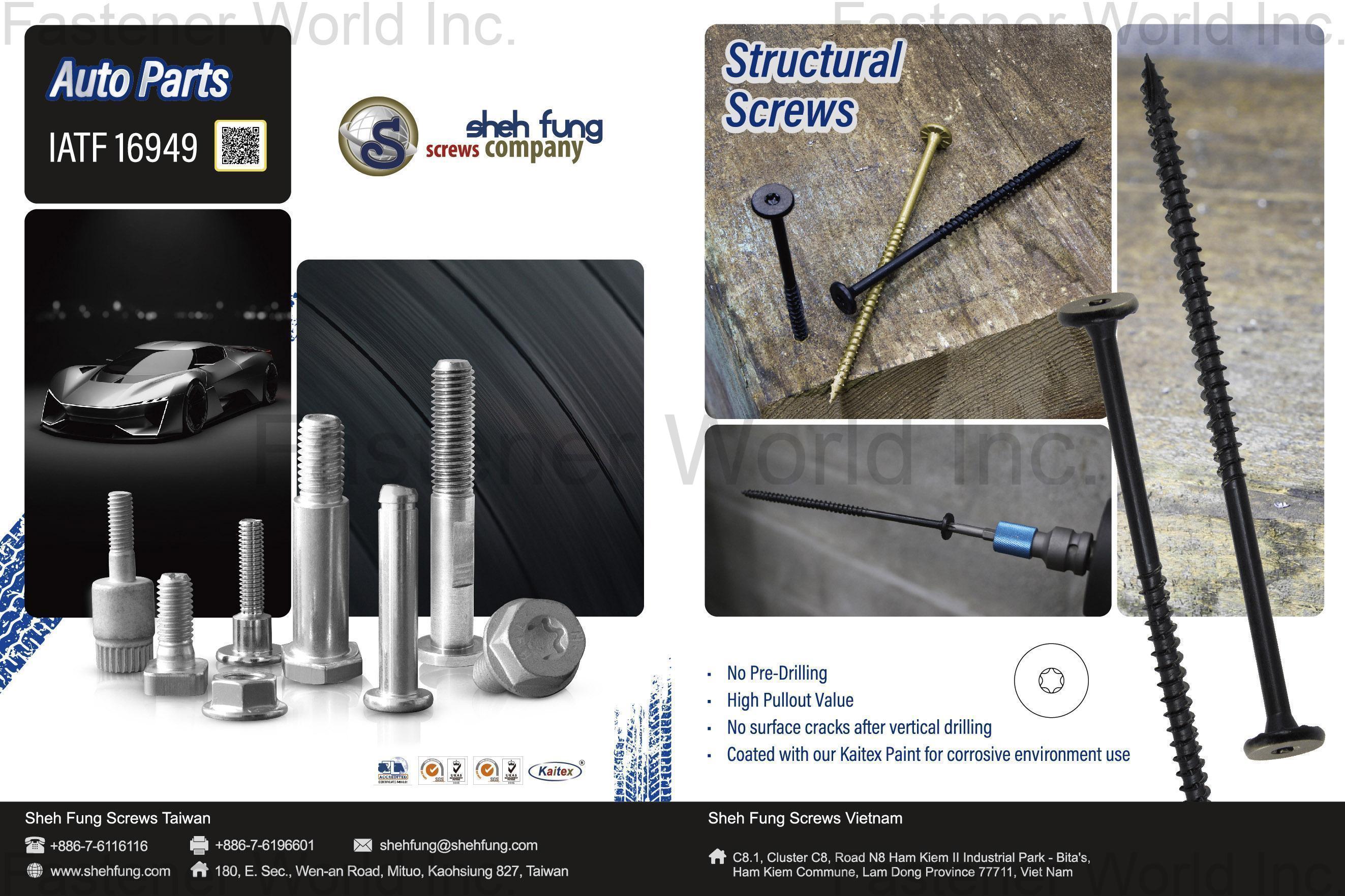 SHEH FUNG SCREWS CO., LTD. , Auto Parts / Structural Screws SHEH FUNG SCREWS CO., LTD. , Auto Parts / Structural Screws