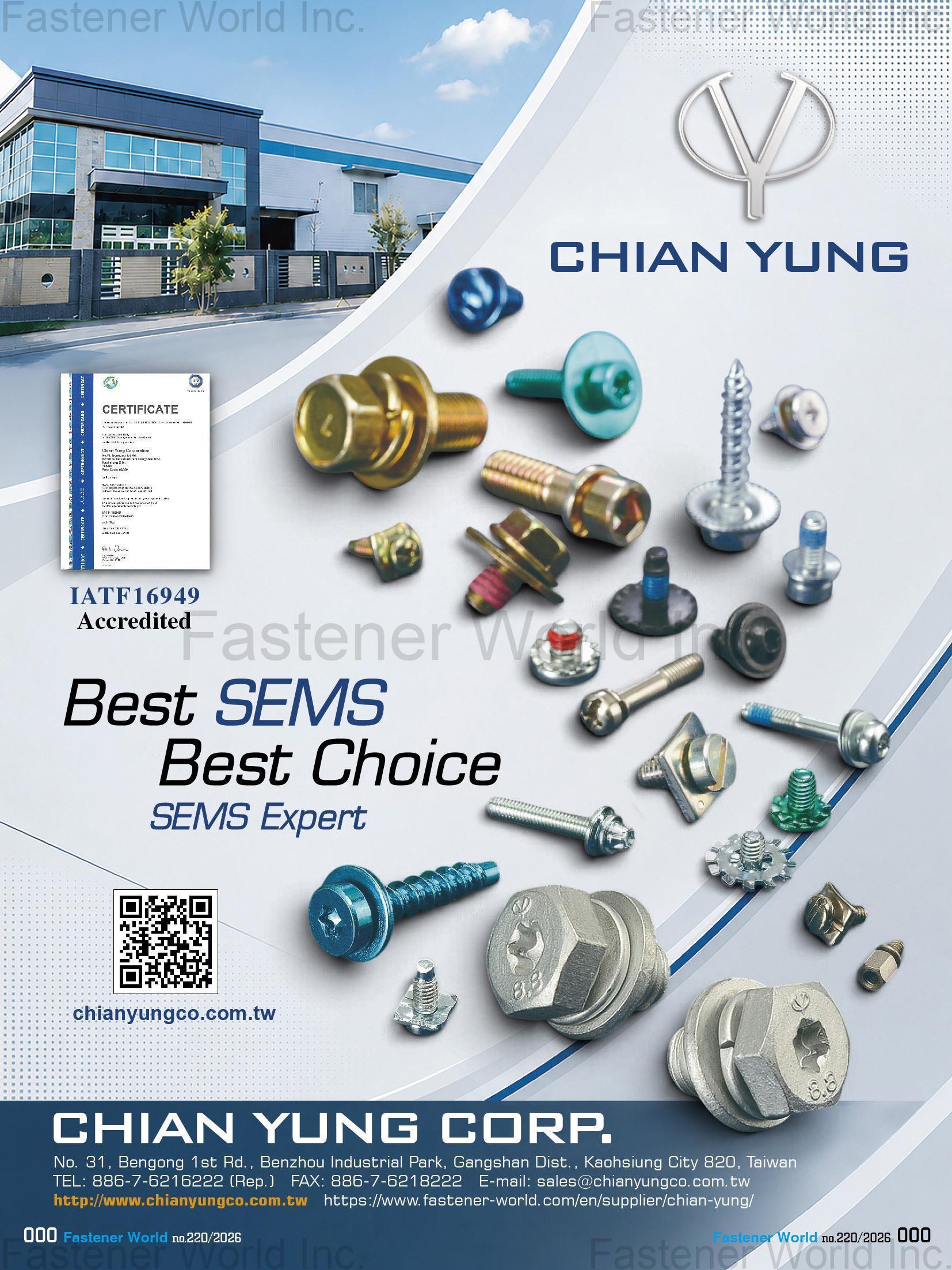 CHIAN YUNG CORPORATION , SEMS SCREW CHIAN YUNG CORPORATION , SEMS SCREW
