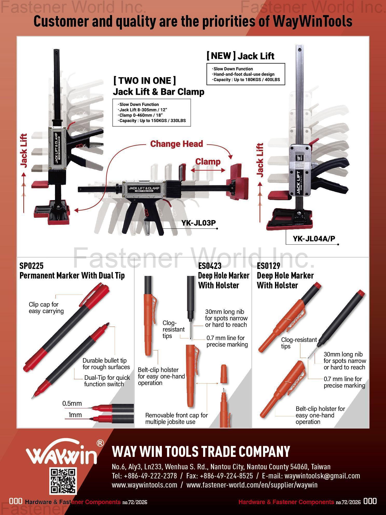 WAY WIN TOOLS TRADE COMPANY , Permanent Marker With Dual Tip, Deep Hole Marker With Holster, Deep Hole Marker With Holster