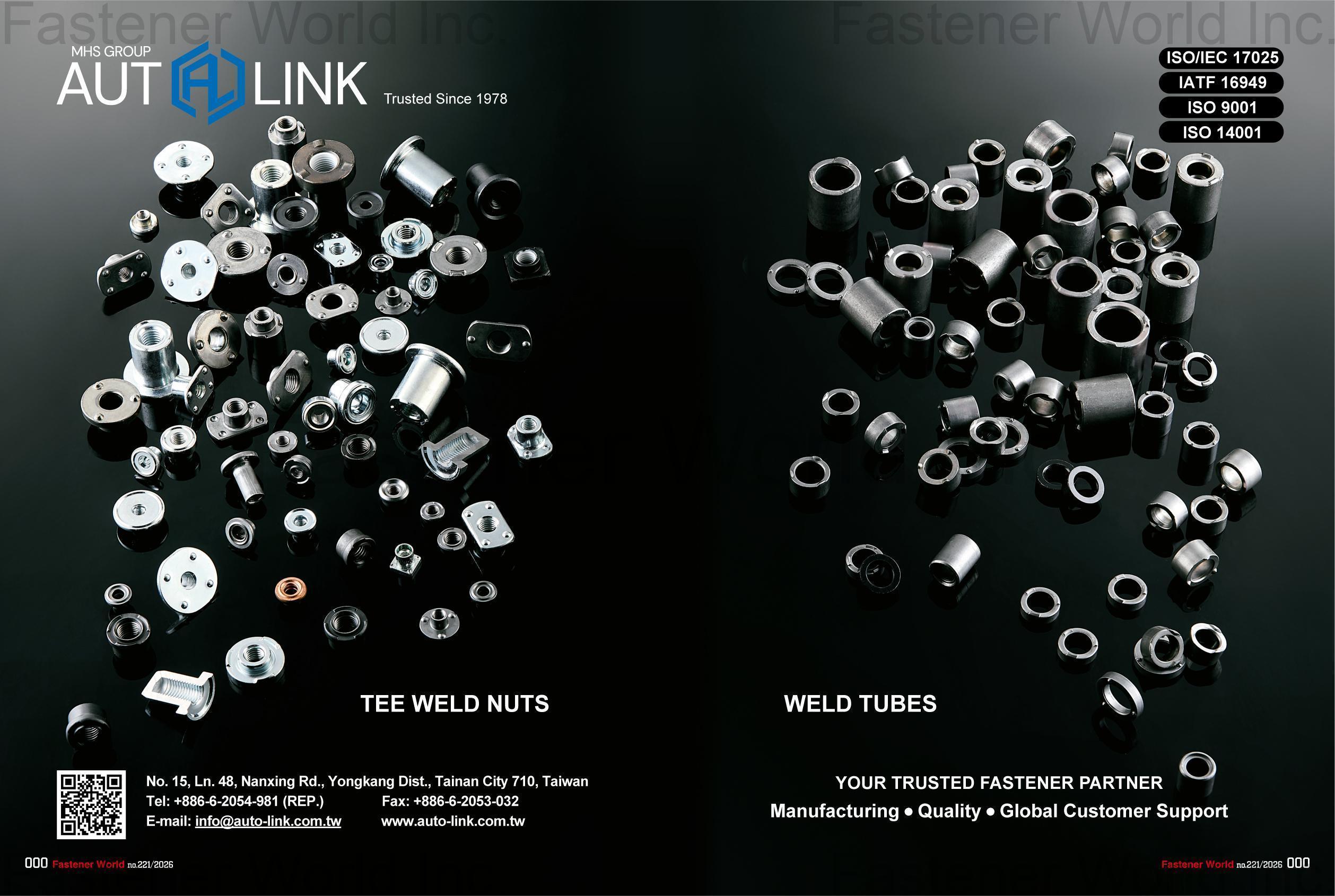 AUTOLINK INTERNATIONAL CO., LTD. , Flange Nuts, Tee Or T Nuts, Weld Nuts,  Wheel Nuts, Machine Bolts, Weld Bolts (studs),  Prevailing Torque Nuts, Double-head Screws / Bolts, Open Die Screw,  Wheel Bolts, Automotive Screws, Spacers, 