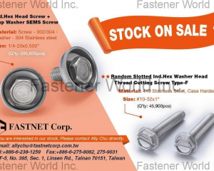 Ind. Hex Screw + Cup Washer Sems Screws(FASTNET CORP. )
